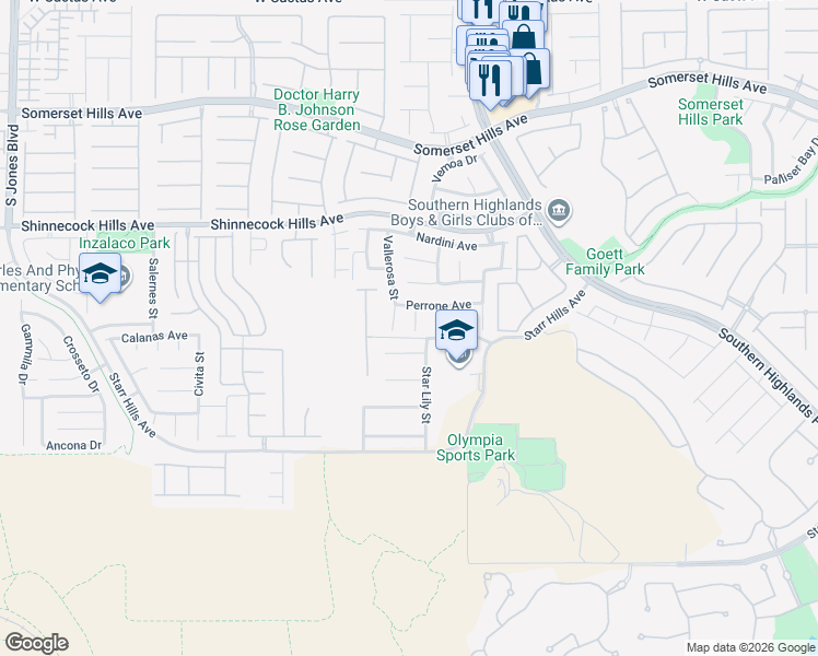 map of restaurants, bars, coffee shops, grocery stores, and more near 11085 Cusumano Court in Las Vegas