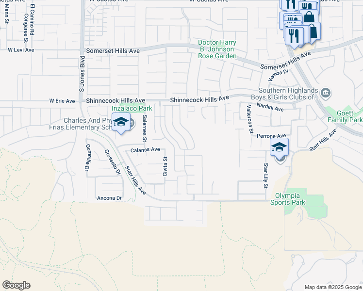 map of restaurants, bars, coffee shops, grocery stores, and more near 11092 Sospel Place in Las Vegas