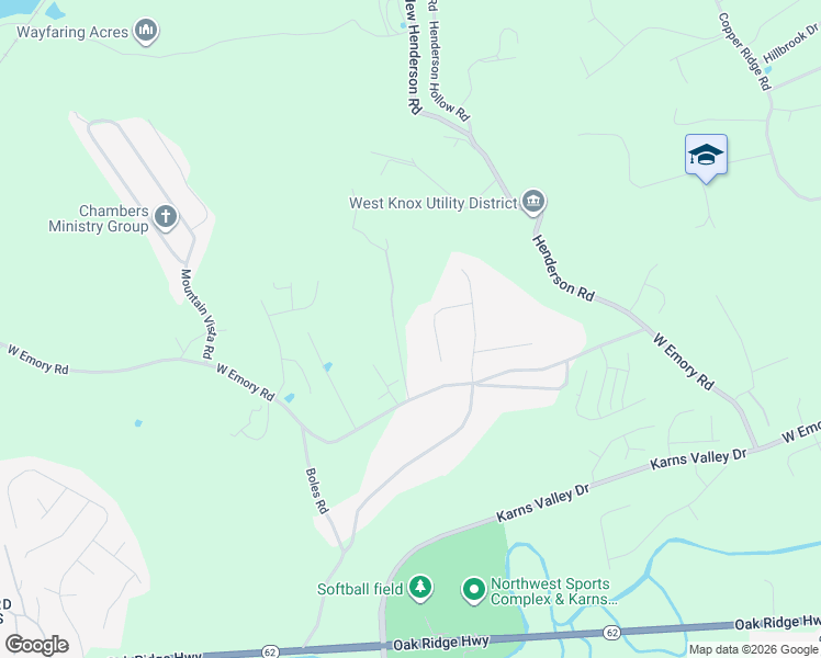 map of restaurants, bars, coffee shops, grocery stores, and more near 9223 West Emory Road in Knoxville