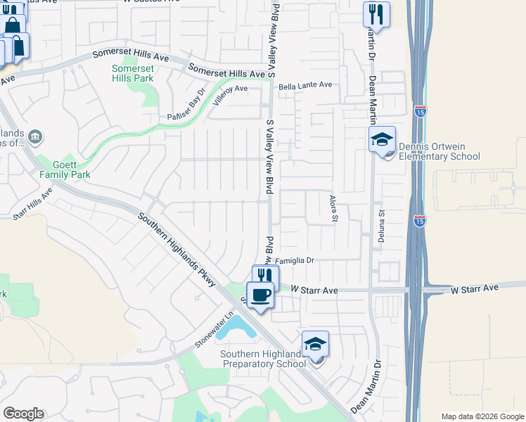 map of restaurants, bars, coffee shops, grocery stores, and more near 11072 Pentland Downs Street in Las Vegas