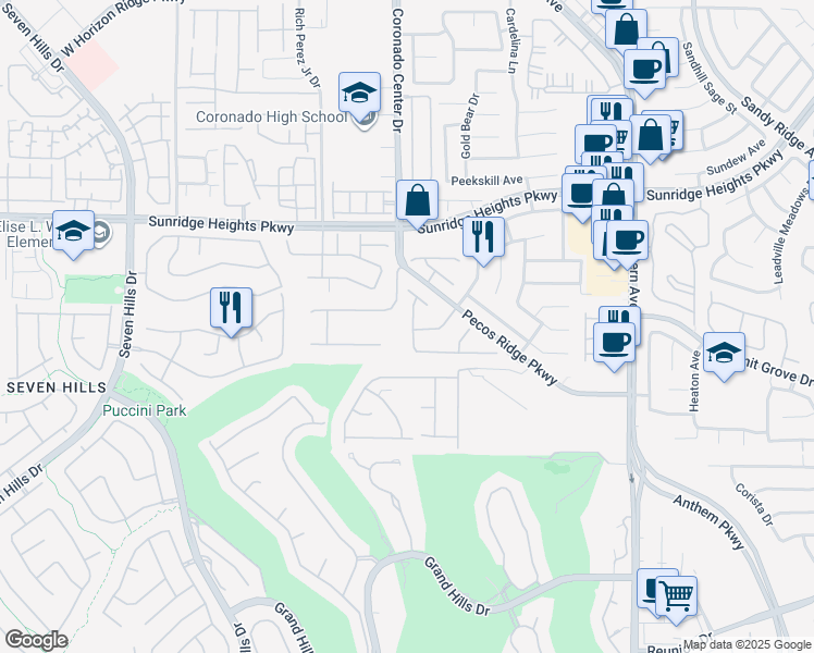 map of restaurants, bars, coffee shops, grocery stores, and more near 1131 Phillip Island Street in Henderson