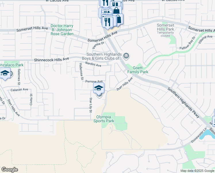 map of restaurants, bars, coffee shops, grocery stores, and more near 11076 Zampino Street in Las Vegas