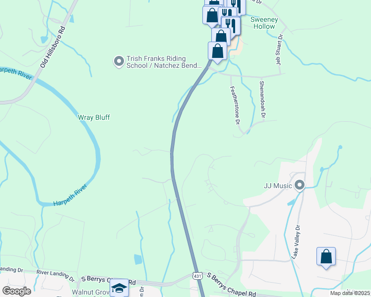 map of restaurants, bars, coffee shops, grocery stores, and more near 904 Sunset Ridge Drive in Franklin