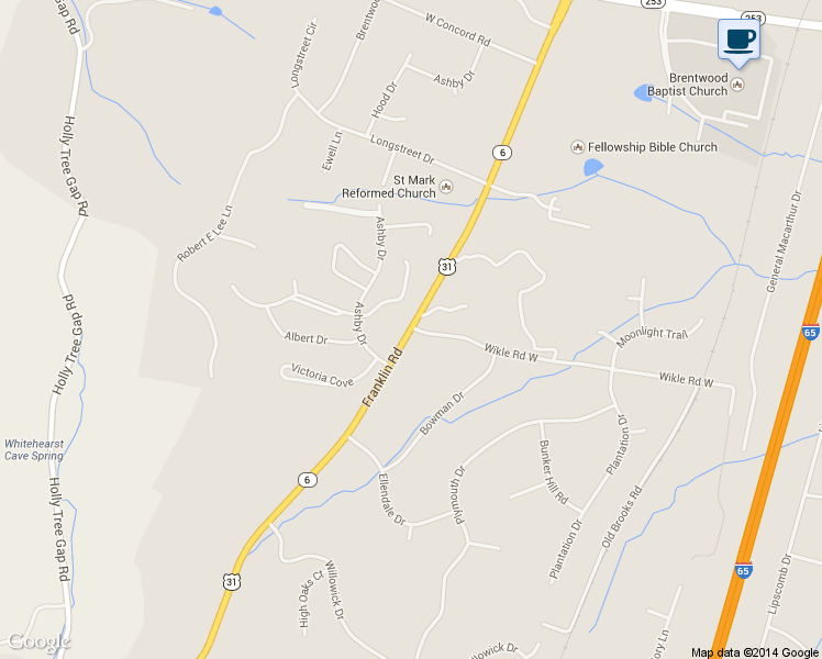 map of restaurants, bars, coffee shops, grocery stores, and more near 1400 Franklin Rd in Brentwood