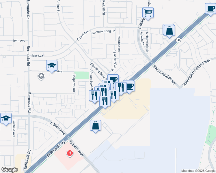 map of restaurants, bars, coffee shops, grocery stores, and more near 11084 Abbeyfield Rose Drive in Henderson