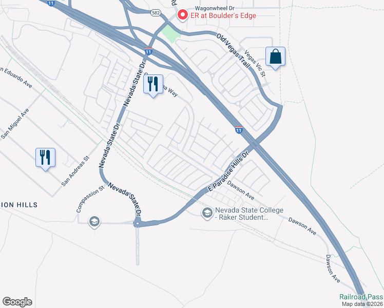 map of restaurants, bars, coffee shops, grocery stores, and more near 1147 Heavenly Harvest Place in Henderson