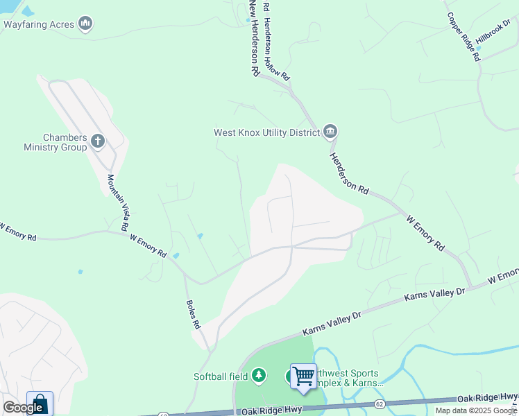 map of restaurants, bars, coffee shops, grocery stores, and more near 9223 West Emory Road in Knoxville