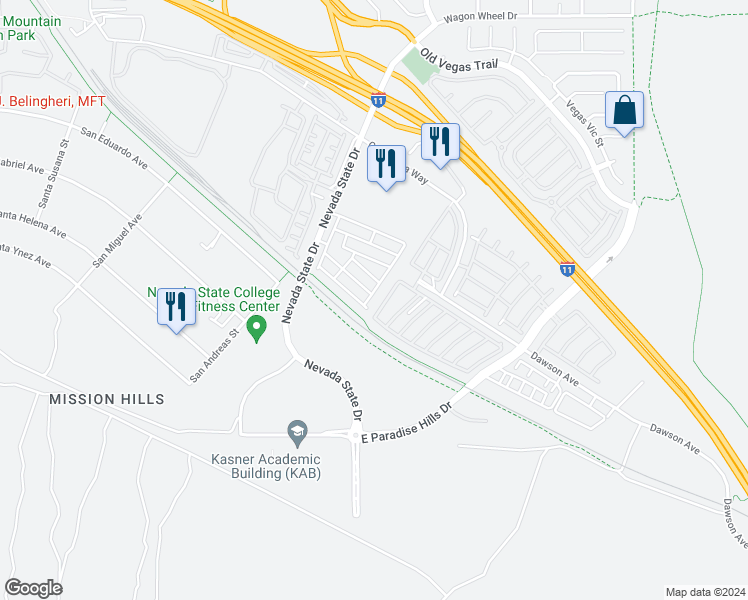 map of restaurants, bars, coffee shops, grocery stores, and more near 1072 Gabriela Ridge Lane in Henderson
