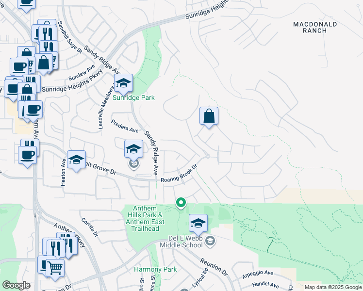 map of restaurants, bars, coffee shops, grocery stores, and more near 2271 Dakota Sky Court in Henderson
