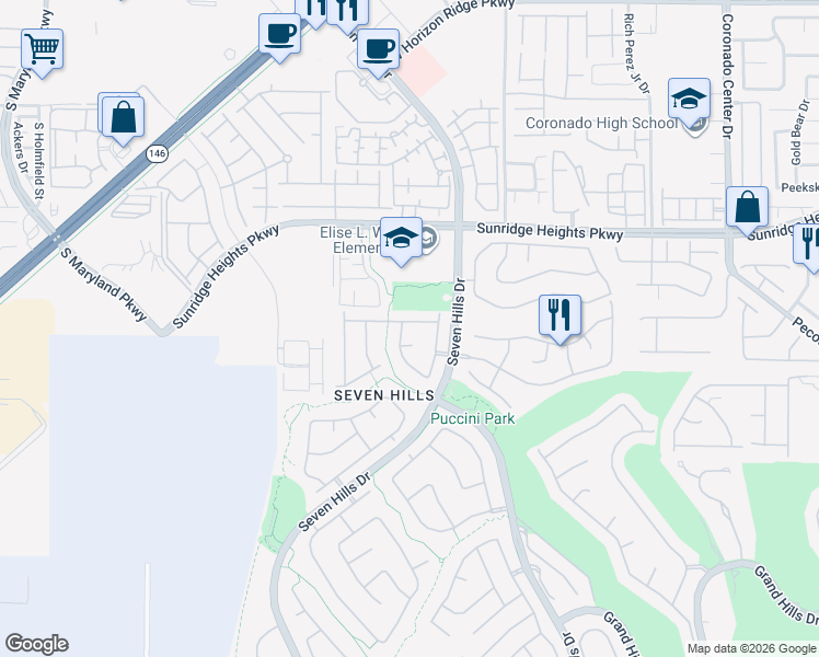 map of restaurants, bars, coffee shops, grocery stores, and more near 3105 Quail Crest Avenue in Henderson