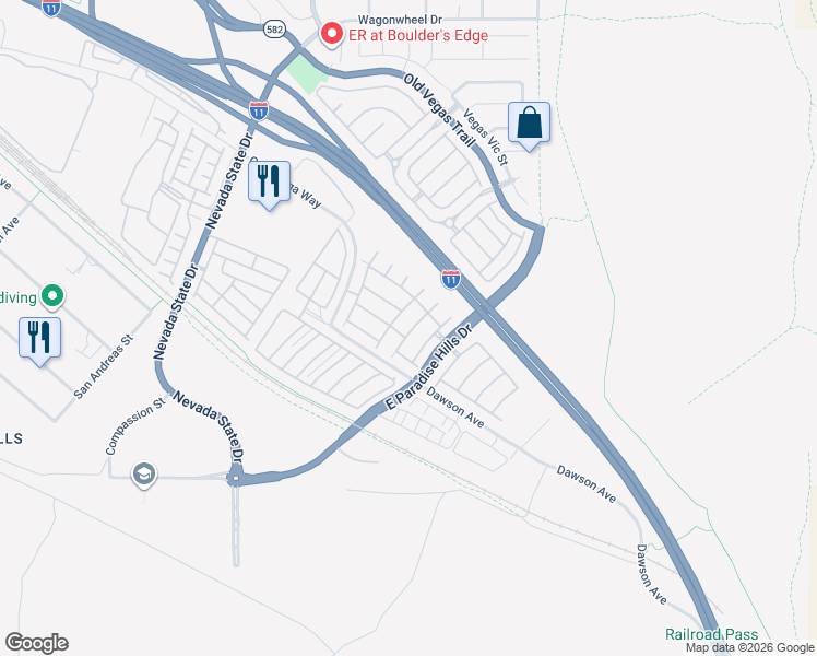 map of restaurants, bars, coffee shops, grocery stores, and more near 1089 Elation Lane in Henderson