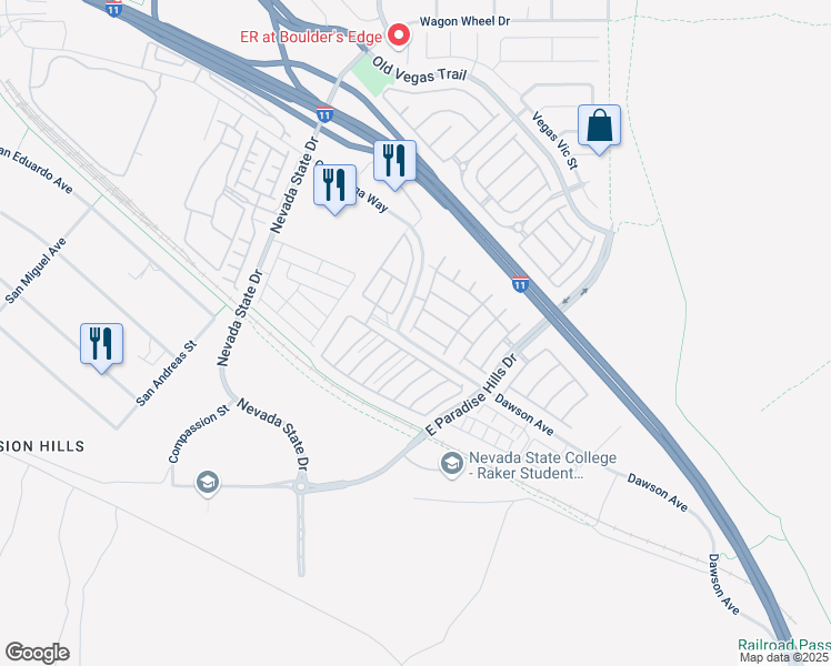 map of restaurants, bars, coffee shops, grocery stores, and more near 1143 Heavenly Harvest Place in Henderson