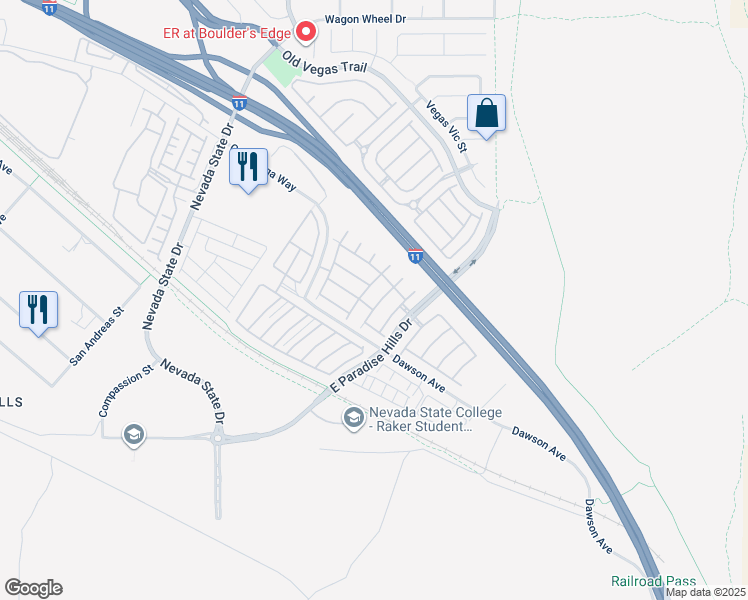 map of restaurants, bars, coffee shops, grocery stores, and more near 1098 Elation Lane in Henderson