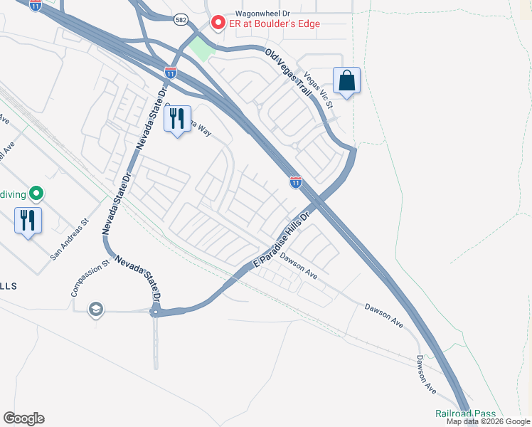 map of restaurants, bars, coffee shops, grocery stores, and more near 1098 Elation Lane in Henderson