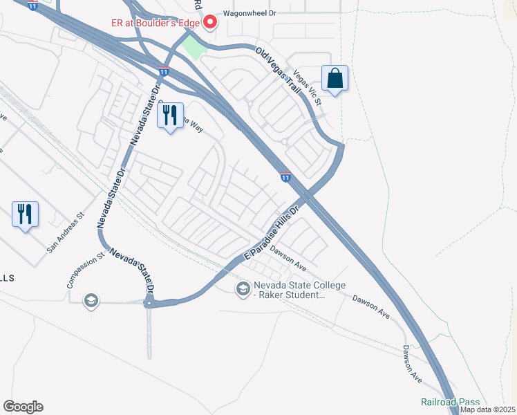 map of restaurants, bars, coffee shops, grocery stores, and more near 1089 Elation Lane in Henderson