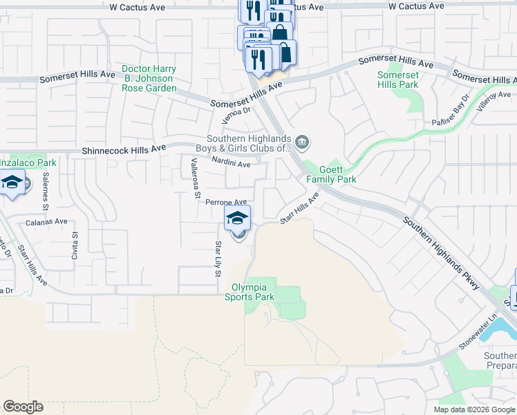 map of restaurants, bars, coffee shops, grocery stores, and more near 11058 Zampino Street in Las Vegas