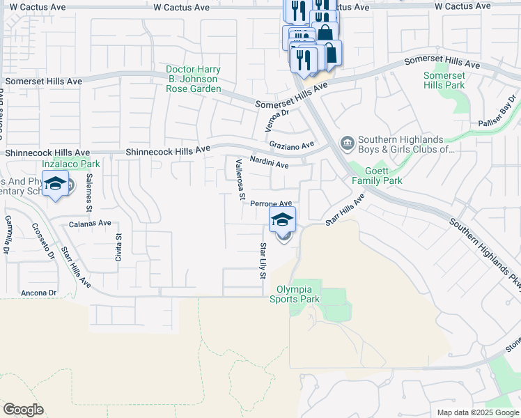 map of restaurants, bars, coffee shops, grocery stores, and more near 11060 Cusumano Court in Las Vegas
