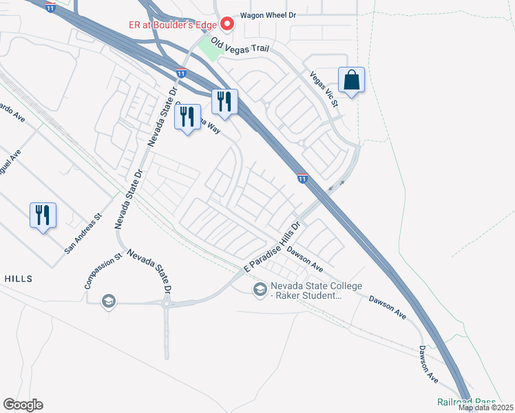 map of restaurants, bars, coffee shops, grocery stores, and more near 1155 Heavenly Harvest Place in Henderson