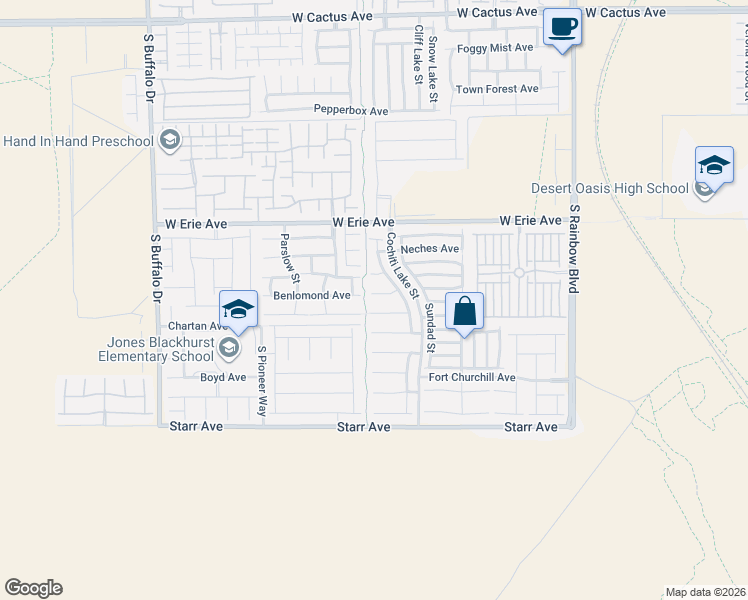 map of restaurants, bars, coffee shops, grocery stores, and more near 7359 Cobbhan Drive in Las Vegas