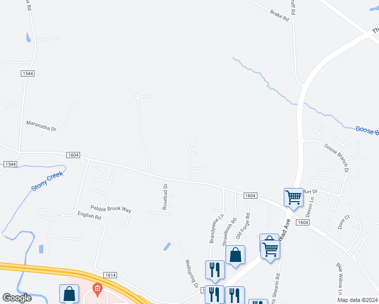 map of restaurants, bars, coffee shops, grocery stores, and more near 1409 Sportsman Trail in Rocky Mount