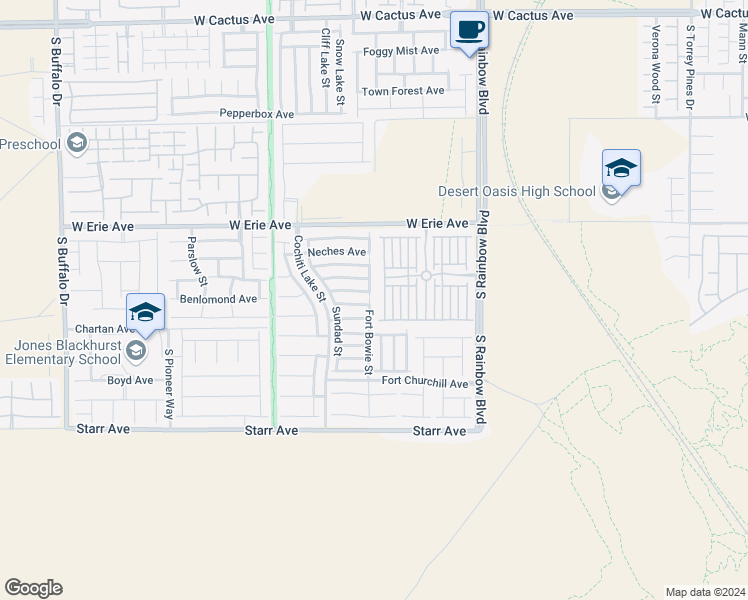 map of restaurants, bars, coffee shops, grocery stores, and more near 11046 Fort Bowie Street in Las Vegas