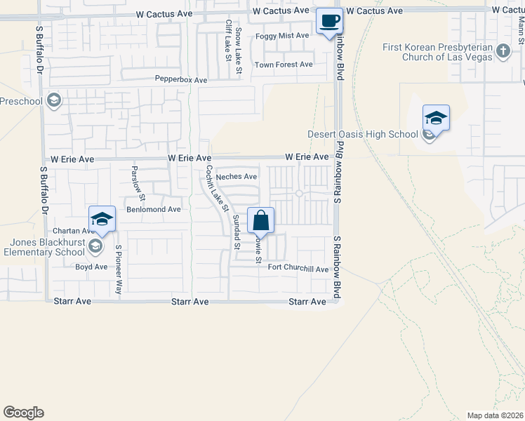 map of restaurants, bars, coffee shops, grocery stores, and more near 11046 Fort Bowie Street in Las Vegas