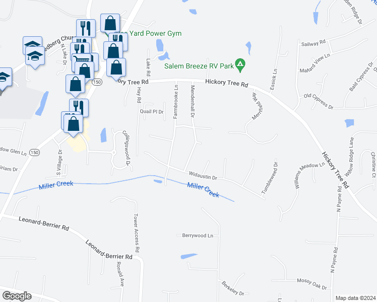 map of restaurants, bars, coffee shops, grocery stores, and more near 446 Mendenhall Drive in Winston-Salem