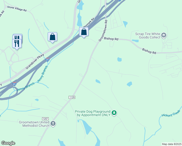 map of restaurants, bars, coffee shops, grocery stores, and more near 4619 Groometown Road in Greensboro