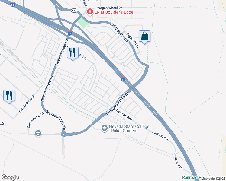 map of restaurants, bars, coffee shops, grocery stores, and more near 1081 Elation Lane in Henderson