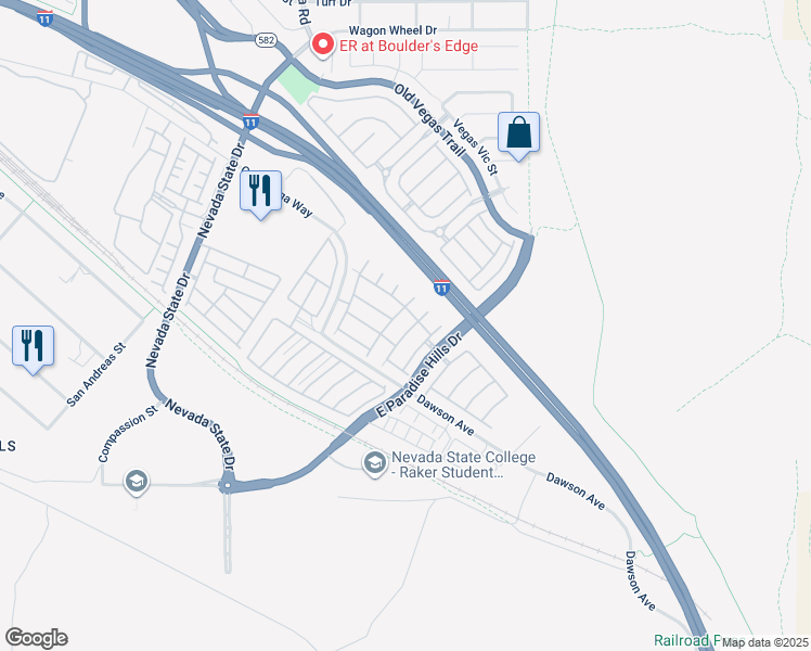 map of restaurants, bars, coffee shops, grocery stores, and more near 1081 Elation Lane in Henderson