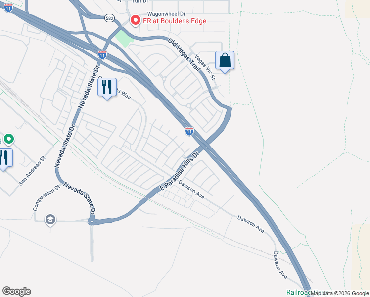 map of restaurants, bars, coffee shops, grocery stores, and more near 1065 Elation Lane in Henderson