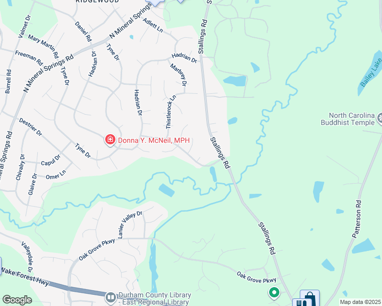 map of restaurants, bars, coffee shops, grocery stores, and more near 10 Redear Place in Durham