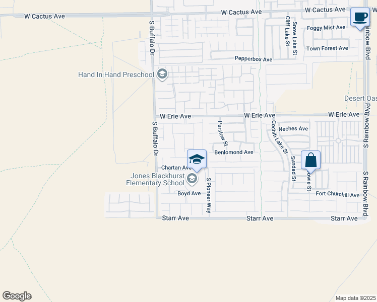 map of restaurants, bars, coffee shops, grocery stores, and more near 7659 Dewy Falls Avenue in Las Vegas