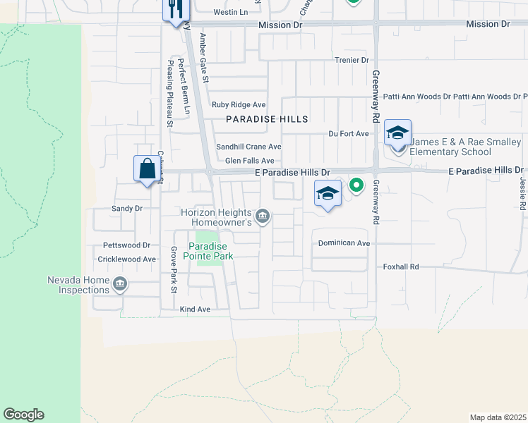 map of restaurants, bars, coffee shops, grocery stores, and more near 641 Desert Passage Street in Henderson