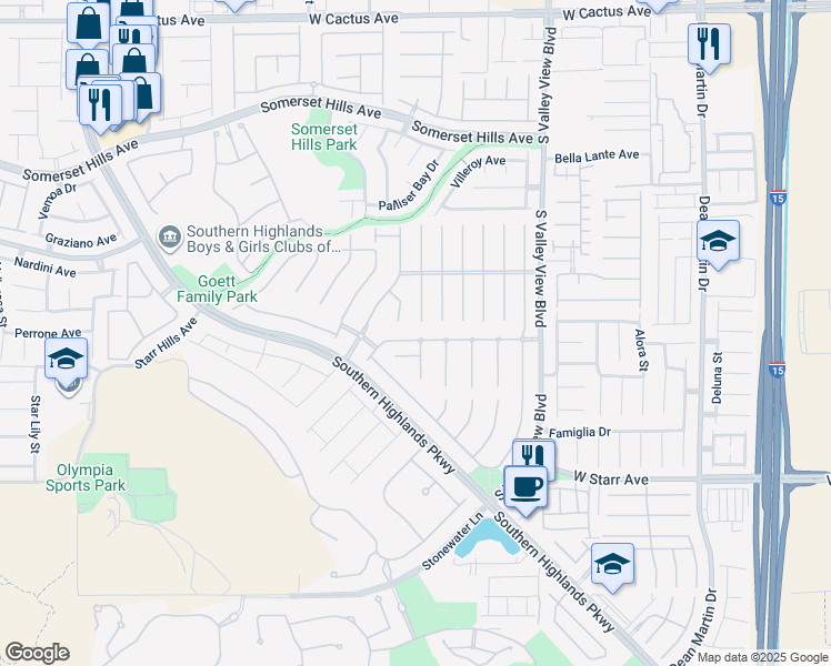 map of restaurants, bars, coffee shops, grocery stores, and more near 4126 Royal Scots Avenue in Las Vegas
