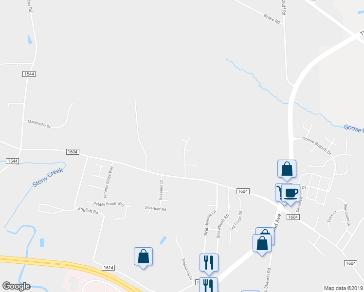 map of restaurants, bars, coffee shops, grocery stores, and more near 2606 Mallard Court in Rocky Mount