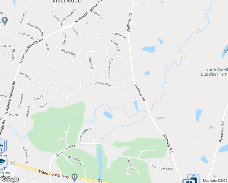 map of restaurants, bars, coffee shops, grocery stores, and more near 3 South Indian Creek Place in Durham