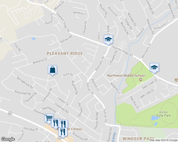 map of restaurants, bars, coffee shops, grocery stores, and more near 3200 Chestnut View Drive Northwest in Knoxville
