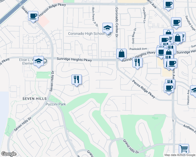 map of restaurants, bars, coffee shops, grocery stores, and more near 2863 Grand Helios Way in Henderson