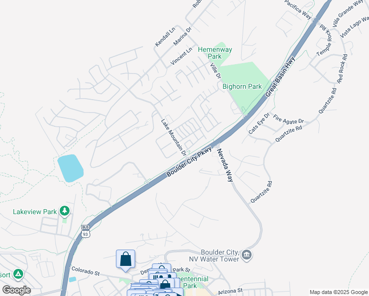 map of restaurants, bars, coffee shops, grocery stores, and more near 101 Lantern Bay Drive in Boulder City