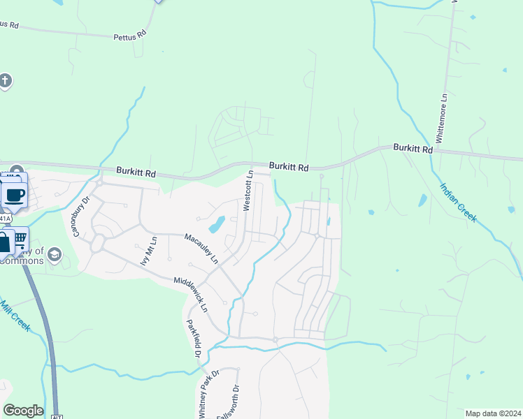 map of restaurants, bars, coffee shops, grocery stores, and more near Frewin Street in Nolensville