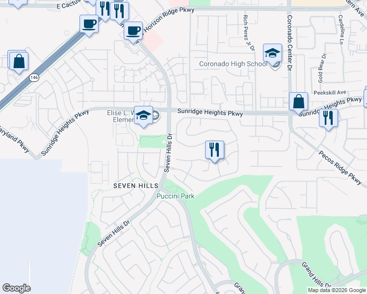 map of restaurants, bars, coffee shops, grocery stores, and more near 3017 Scenic Valley Way in Henderson
