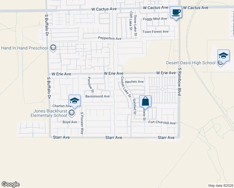 map of restaurants, bars, coffee shops, grocery stores, and more near 7355 Castano Vista Court in Las Vegas