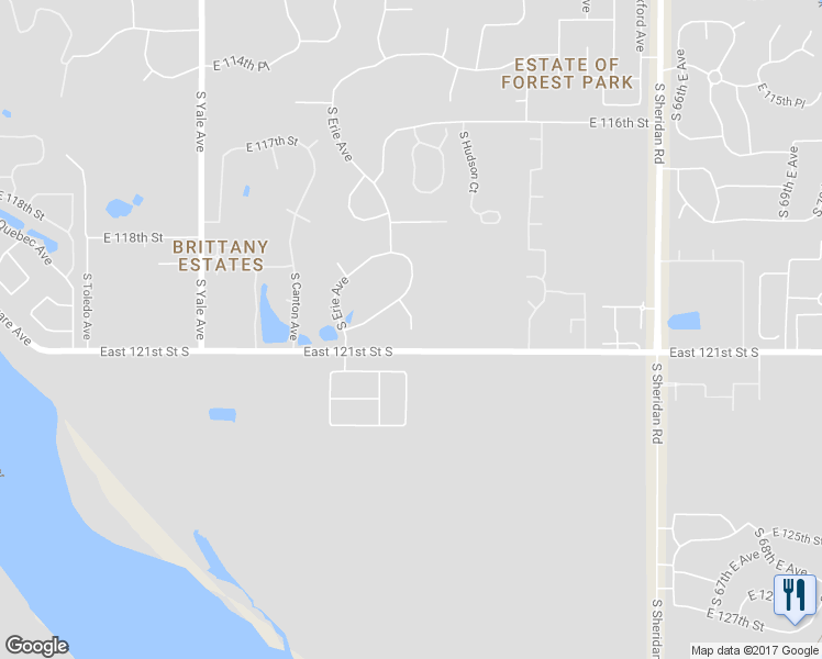 map of restaurants, bars, coffee shops, grocery stores, and more near 12441 South Granite Avenue in Tulsa