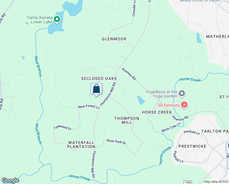 map of restaurants, bars, coffee shops, grocery stores, and more near 7640 Thompson Mill Road in Wake Forest