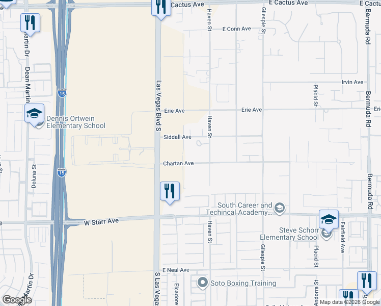 map of restaurants, bars, coffee shops, grocery stores, and more near 55 Siddall Avenue in Las Vegas