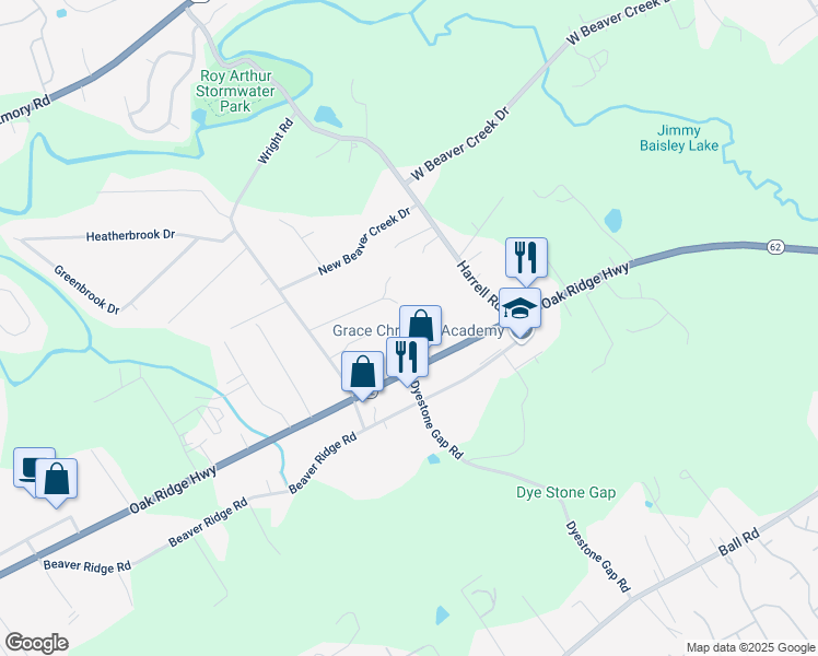 map of restaurants, bars, coffee shops, grocery stores, and more near 6924 Mary Sharp Way in Knoxville