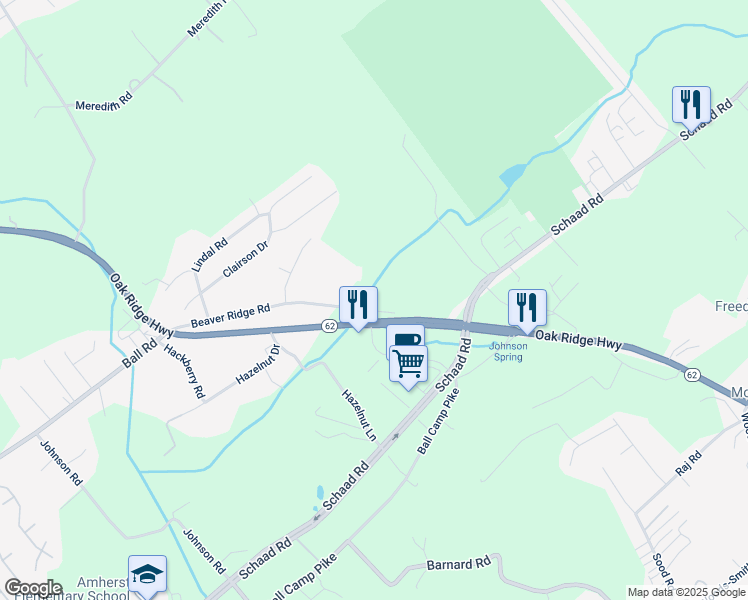 map of restaurants, bars, coffee shops, grocery stores, and more near 4603 Beaver Ridge Road in Knoxville