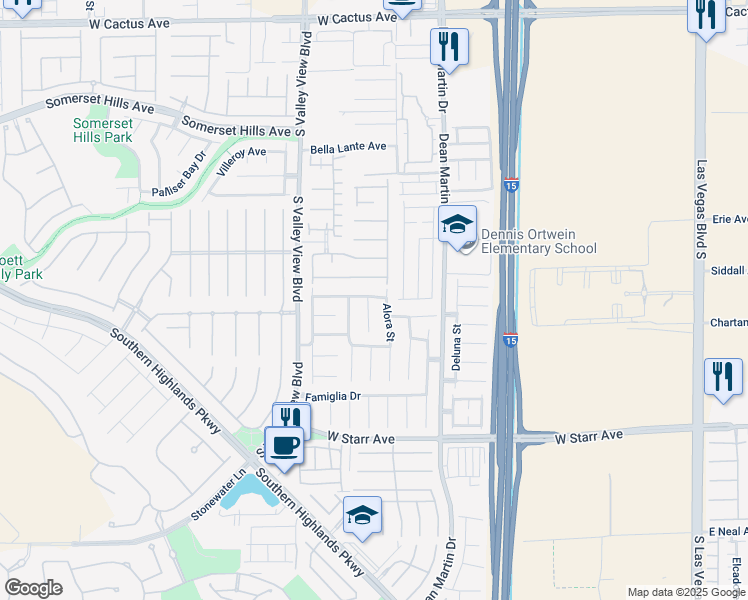 map of restaurants, bars, coffee shops, grocery stores, and more near 11036 Parete Court in Las Vegas