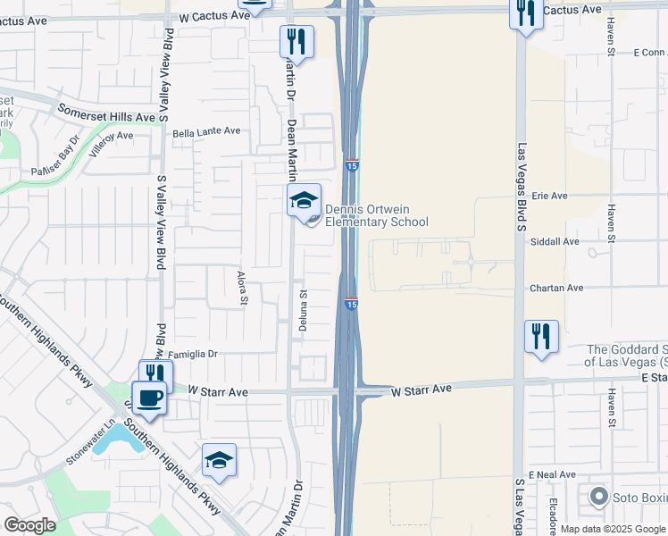 map of restaurants, bars, coffee shops, grocery stores, and more near 3004 Binaggio Court in Las Vegas